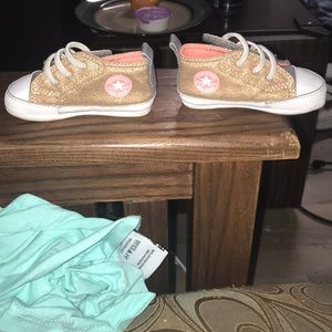 Gold sparkly Baby converse